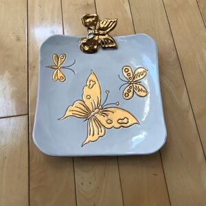 Vintage Carole Stupell Gold White Butterfly plate - 6.5” - made in Italy